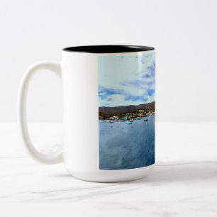 Catalina-Hafen Panorama-Tasse Zweifarbige Tasse
