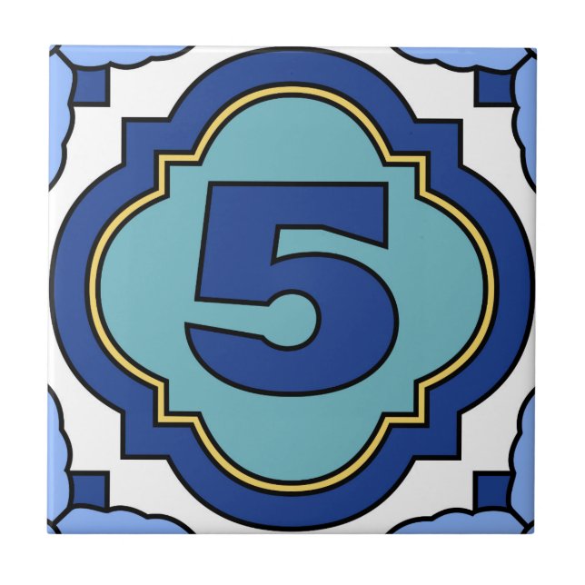 Catalina-Insel-Zahl-Adressen-Fliese 5 Fliese (Vorderseite)