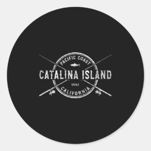 Catalina Island Ca Vintage gekreuzte Angelruten  Runder Aufkleber