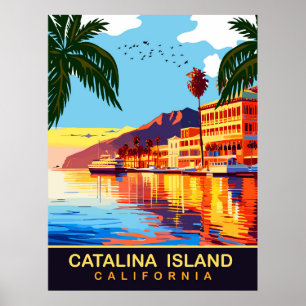 Catalina Island, CA, Wasserreflexionen, Reise Poster