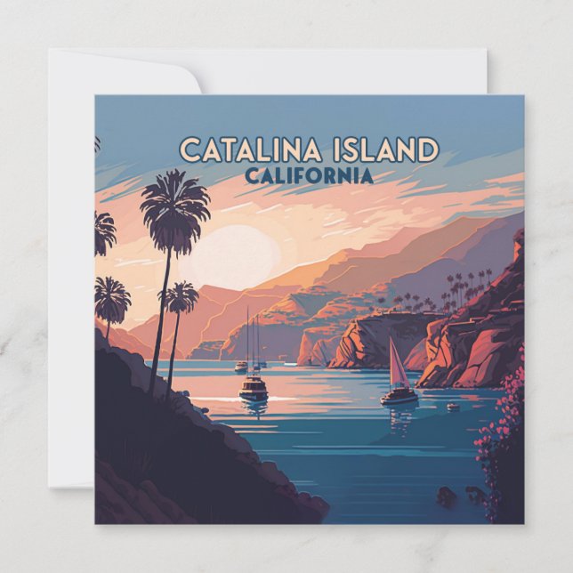 Catalina Island California Boote Sunset Retro (Vorderseite)