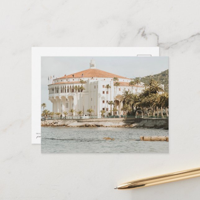 Catalina Island Casino Foto von Descanso Postkarte (Vorderseite/Rückseite Beispiel)