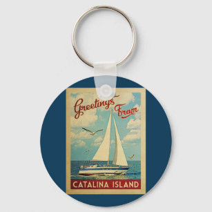 Catalina Island Sailboat Vintage Reise Kalifornien Schlüsselanhänger