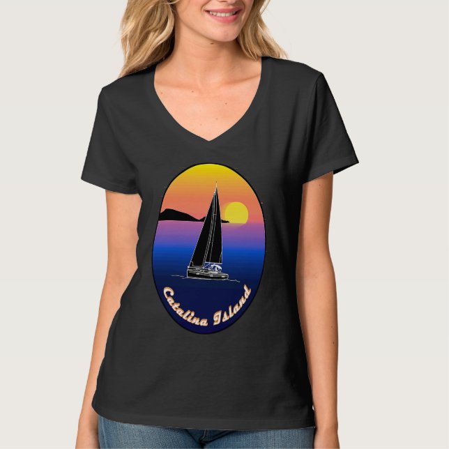 Catalina Island Sailing Printed On Front T-Shirt (Vorderseite)