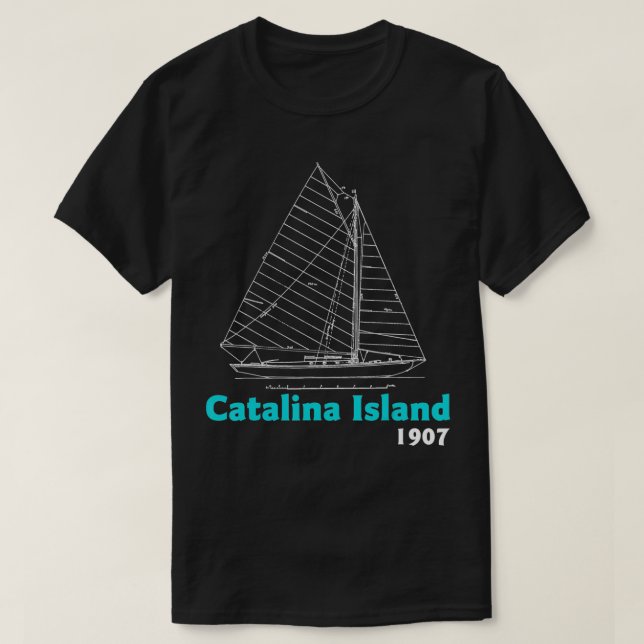 Catalina Island Segeln Vintag Sailboat Blueprint T-Shirt (Design vorne)