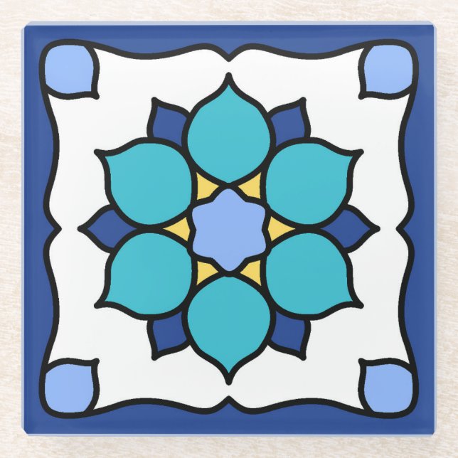 Catalina Island Tile Design Glasuntersetzer (Vorderseite)