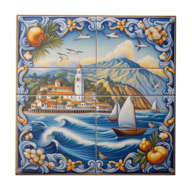 Catalina Island Tile - Verzierten 2 Größen Fliese (Vorderseite)