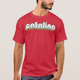 Catalina Retro Rainbow Typografie Faded Style T-Shirt