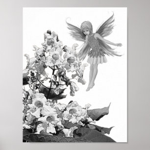 Catalpa Baum-Fee mit Blumen Poster