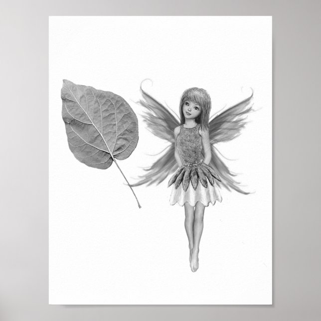 Catalpa Tree Fairy mit Leaf Poster (Vorne)