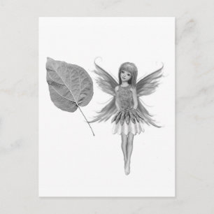 Catalpa Tree Fairy mit Leaf Postkarte