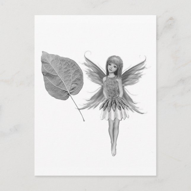 Catalpa Tree Fairy mit Leaf Postkarte (Vorderseite)