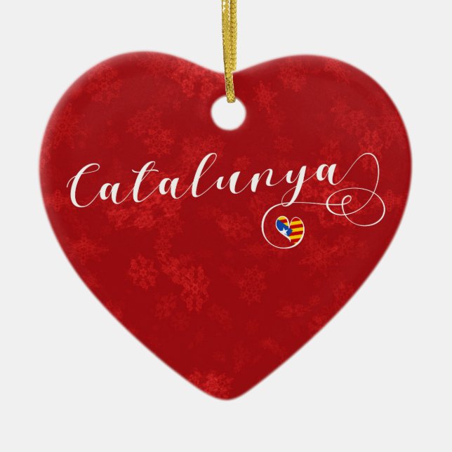 Catalunya Herz, Weihnachtsbaum-Verzierung, Keramik Ornament (Vorne)