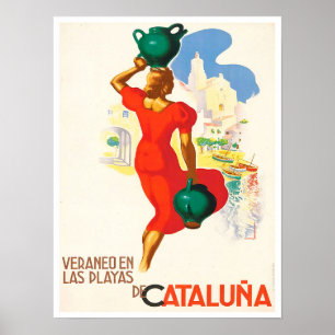 Catalunya Spanien Jahrgang Reise Poster
