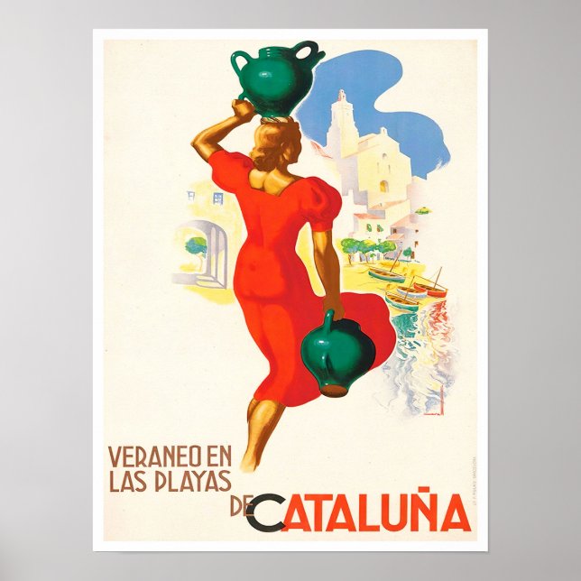 Catalunya Spanien Jahrgang Reise Poster (Vorne)