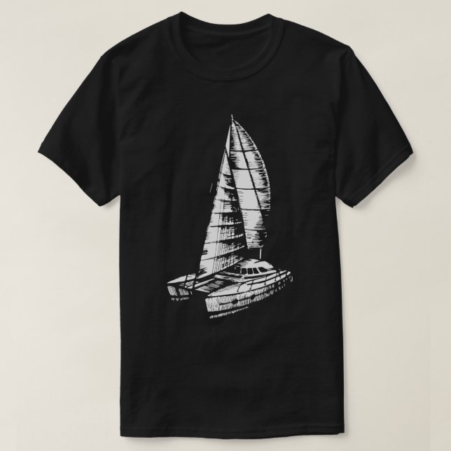Catamaran Boat Old Sailing Ocean Fun Sail T-Shirt (Design vorne)