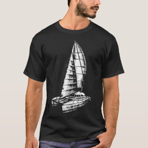 Catamaran Boat Old Sailing Ocean Fun Sail T-Shirt