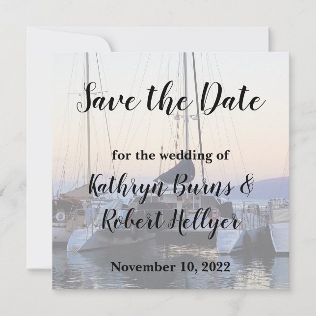 Catamaran in Lahaina Harbour Wedding Save the Date Ankündigung (Vorderseite)