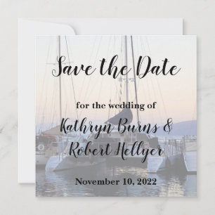Catamaran in Lahaina Harbour Wedding Save the Date Ankündigung