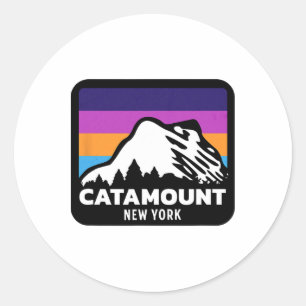 Catamount New York Ski Snowboarding Family Ski Runder Aufkleber