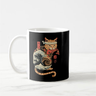 Catana Wave Cat Tattooed Samurai Cat Japanischer K Kaffeetasse