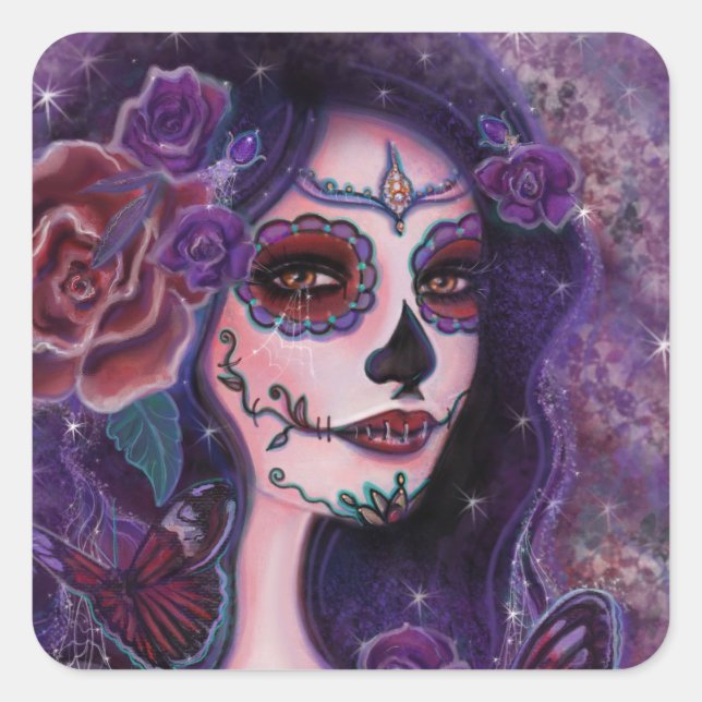 Catania day of the dead by Renee Lavoie   Quadratischer Aufkleber (Vorderseite)