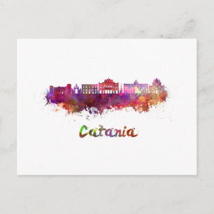 Catania skyline im Watercolor Postkarte