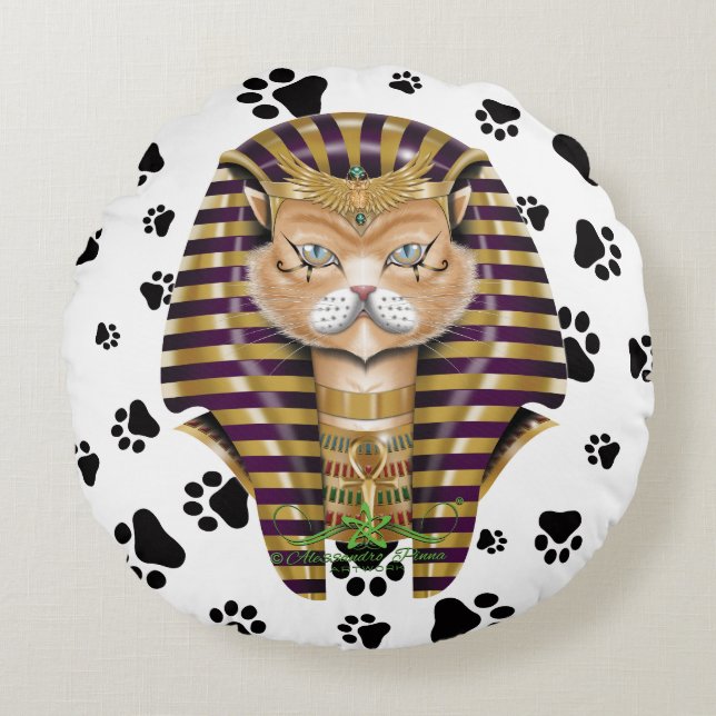 CATankhaMEOW Rundes Kissen (Vorderseite)
