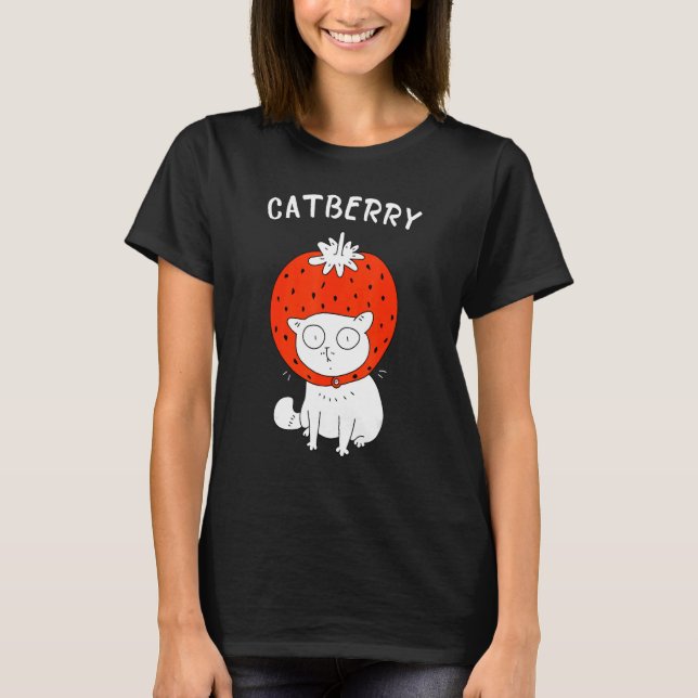 Catberry  Katze mit Erdbeerhaube T-Shirt (Vorderseite)