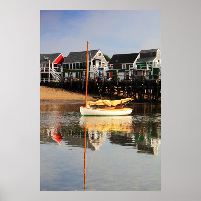 Catboat and waterfront, Provincetown MA, Cape Cod Poster (Vorne)