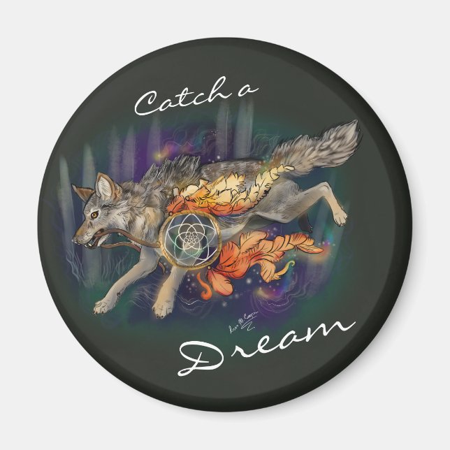 Catch a Dream, Dreamcatcher Wolf - Magnets Magnet (Vorne)