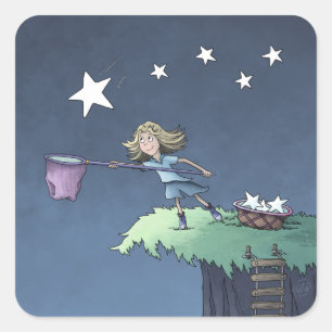 Catch a Falling Star - Wünsche sammeln Quadrat S Quadratischer Aufkleber