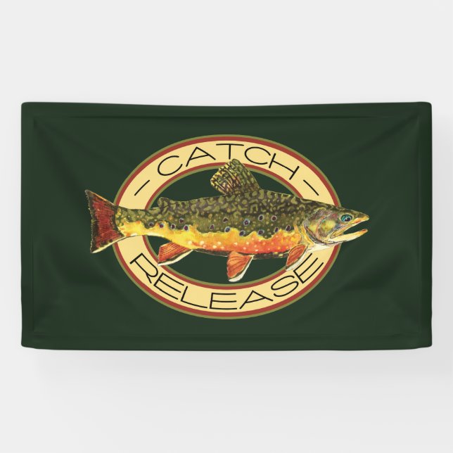 Catch and Release Brook Trout Fishing Banner (Horizontal)