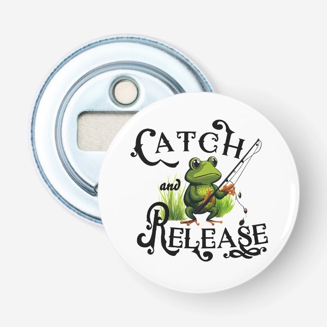 Catch And Release Fishing Frosch Patch Flaschenöffner (Vorderseite)