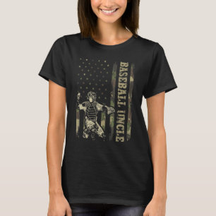 Catcher Baseball Männer Baseball Onkel Camo USA Fl T-Shirt