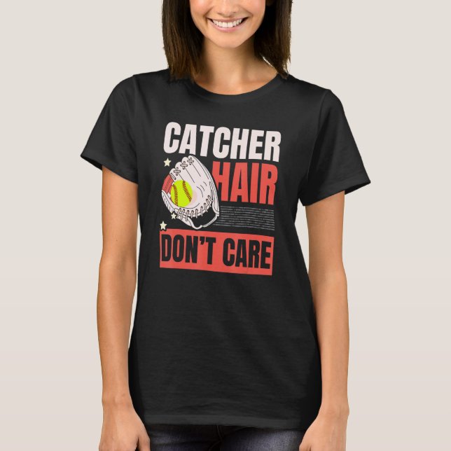 Catcher-Hair Passen Sie den Softball-Spielersport  T-Shirt (Vorderseite)