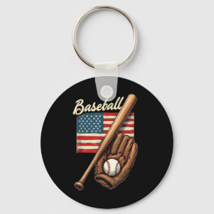 Catcher-Pitch der American Flag Baseball Player Ba Schlüsselanhänger