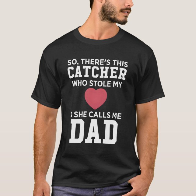 Catcher Stole Heart nennt mich Vater Softball Long T-Shirt (Vorderseite)