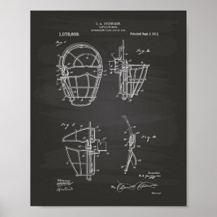 Catcher's Mask 1913 Patent Art Chalkboard Poster