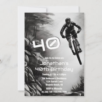 Catching Air - Mountain Bike Sketch 40. Geburtstag Einladung