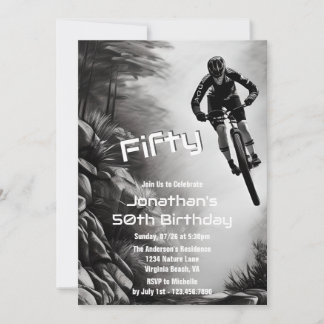 Catching Air - Mountain Bike Sketch 50. Geburtstag Einladung