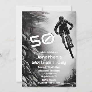 Catching Air - Mountain Bike Sketch 50. Geburtstag Einladung