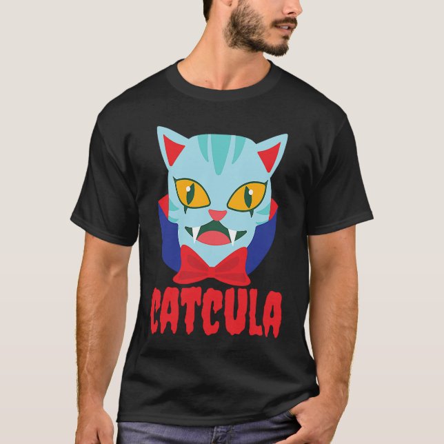 Catcula Cat Vampire Dracula Vampirina Halloween Co T-Shirt (Vorderseite)