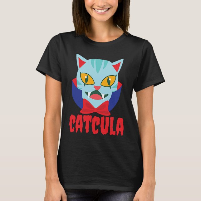 Catcula Cat Vampire Dracula Vampirina Halloween Co T-Shirt (Vorderseite)