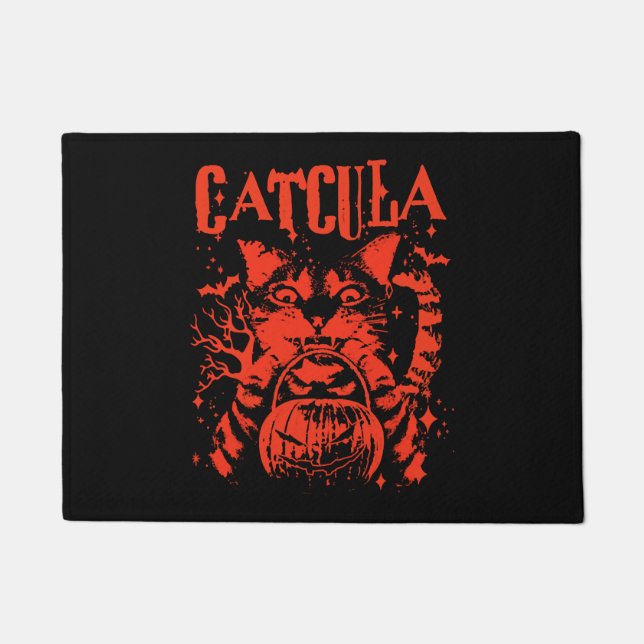 CATCULA Funny CAT Vampire Dracula Halloween Fußmatte (Vorderseite)