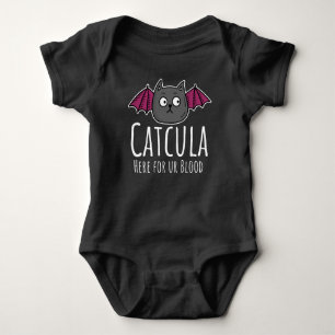 Catcula Here For Ur Blood Parody Cat Halloween Baby Strampler