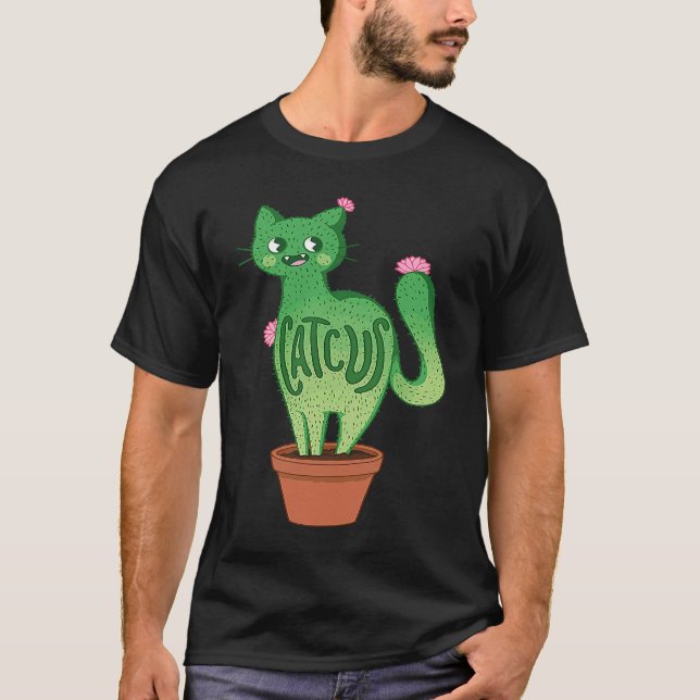 Catcus Cat Cactus Succulent Plants Kitty Lovers Fu T-Shirt (Vorderseite)