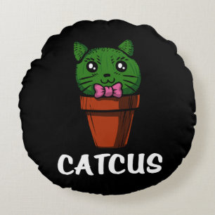 Catcus Funny Cactus Cat Niedlich Pet Kitten Rundes Kissen