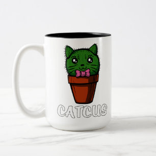Catcus lustige Kaktus-Katzen-niedliches Zweifarbige Tasse