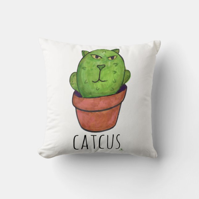 Catcus Pet Cactus Fun Cartoon Cat Mashup Kissen (Vorderseite)